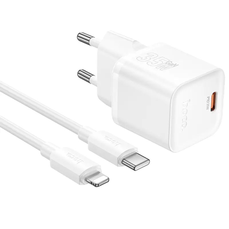 МЗП Hoco N66 Ingenious PD35W (1USB-C) + кабель Type-C to Lightning, White 1, купити оптом з доставкою