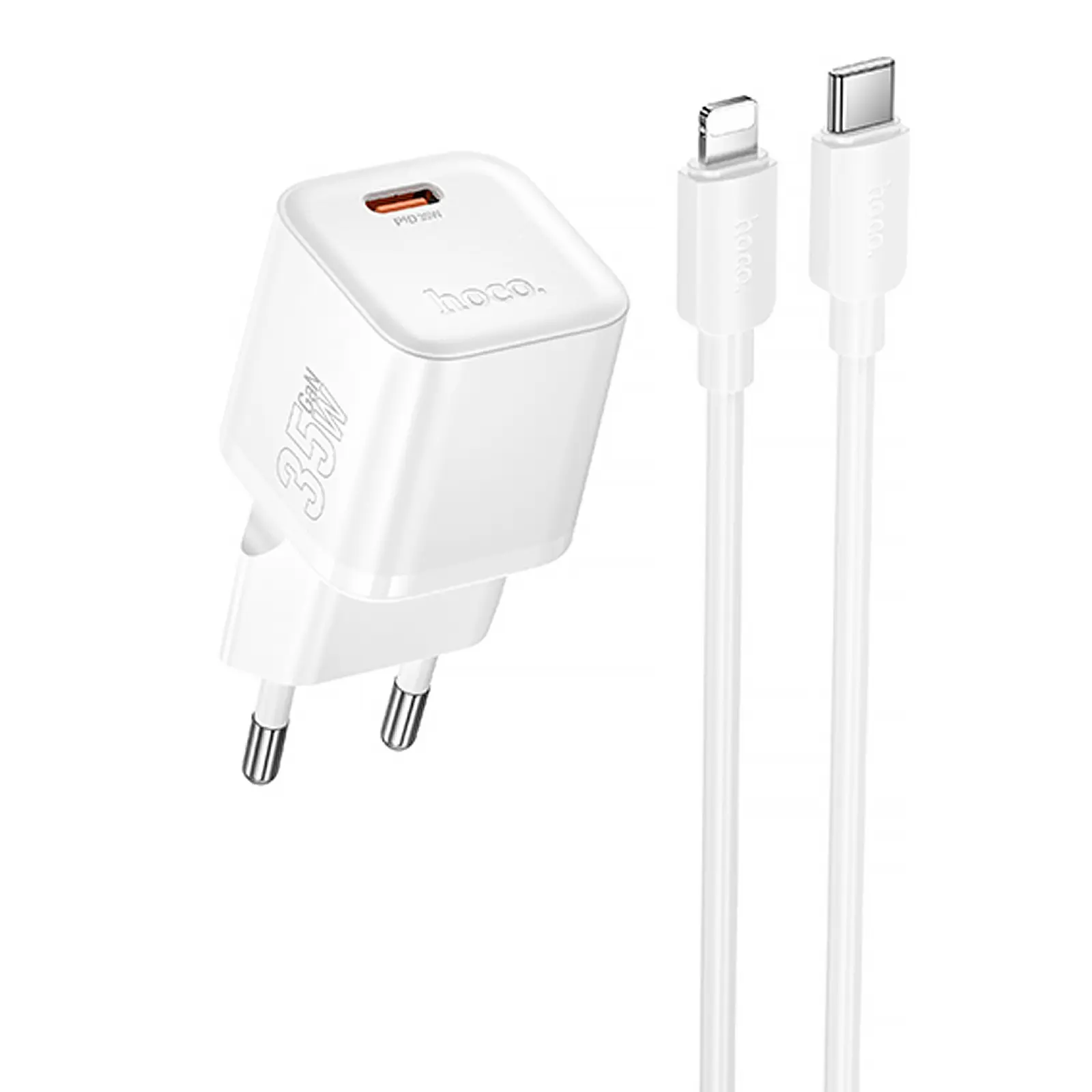МЗП Hoco N66 Ingenious PD35W (1USB-C) + кабель Type-C to Lightning, White, купити оптом з доставкою
