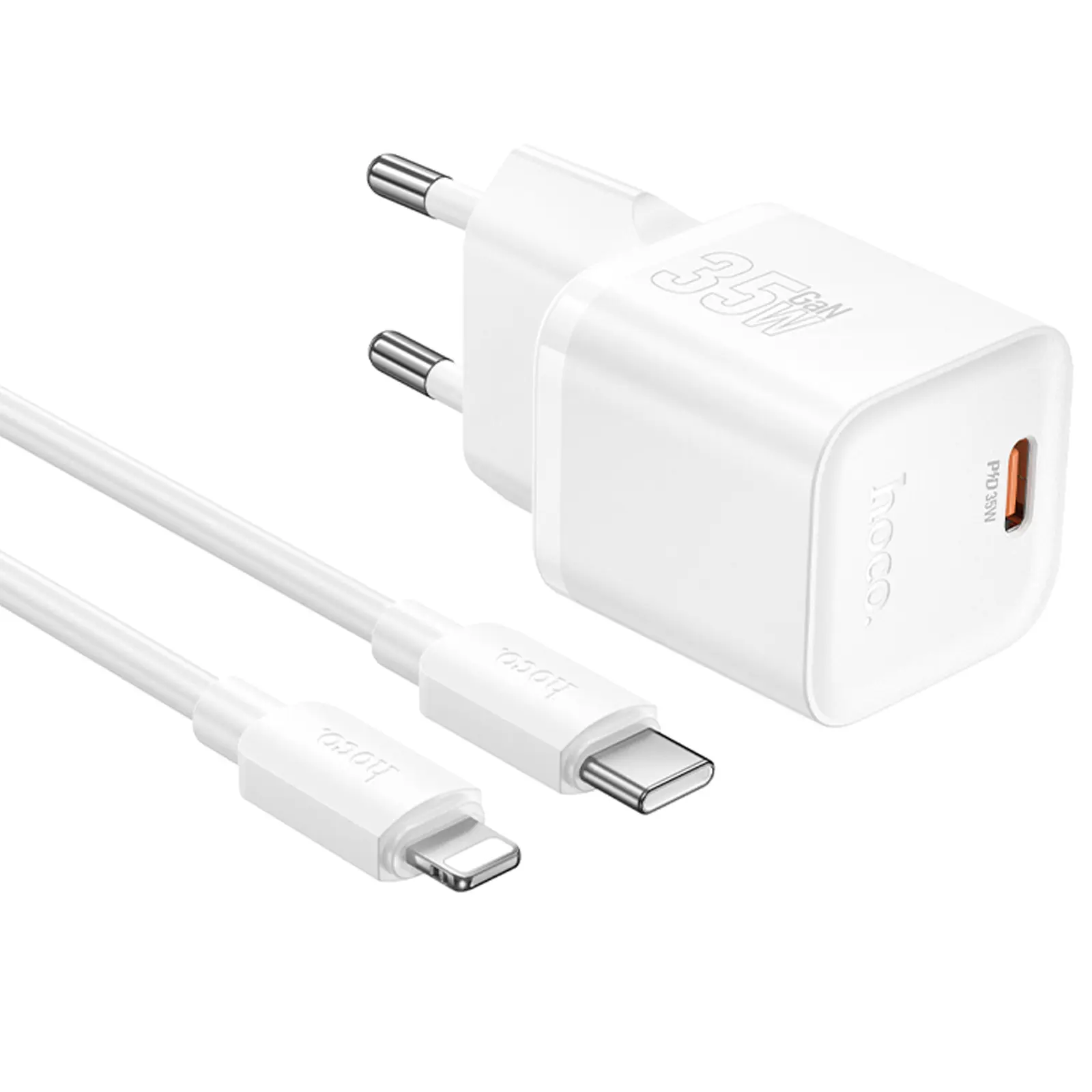 МЗП Hoco N66 Ingenious PD35W (1USB-C) + кабель Type-C to Lightning, White 1, купити оптом з доставкою