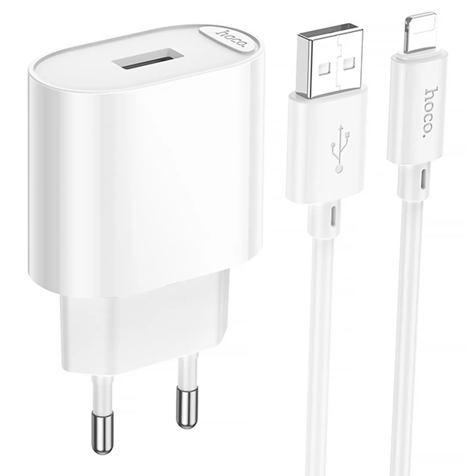 СЗУ Hoco C109A Fighter 10.5W (1USB-A) + кабель USB to Lightning, White, купить оптом с доставкой