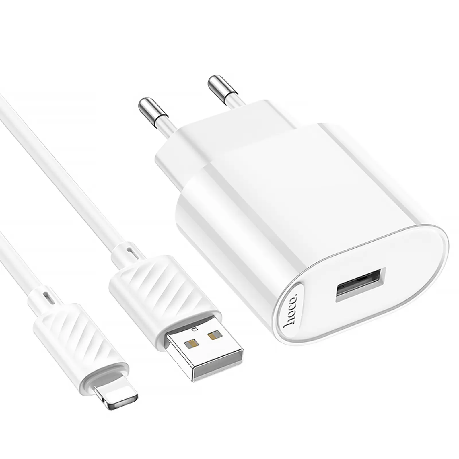 СЗУ Hoco C109A Fighter 10.5W (1USB-A) + кабель USB to Lightning, White 4, купить оптом с доставкой