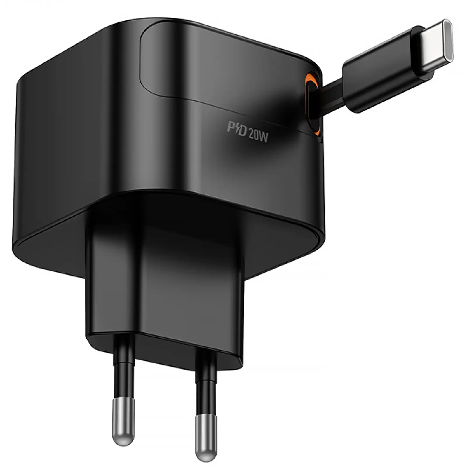 СЗУ Hoco C153A Changer With Retractable Cable Type-C PD20W, Black 4, купить оптом с доставкой