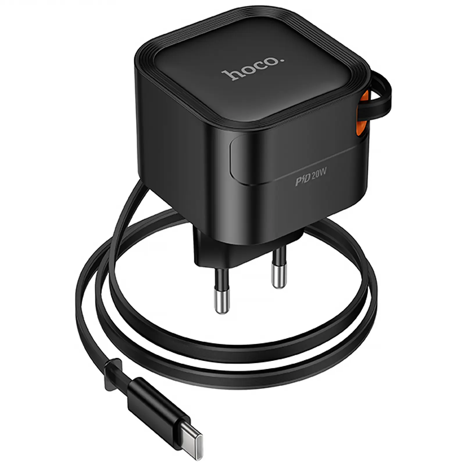 СЗУ Hoco C153A Changer With Retractable Cable Type-C PD20W, Black 5, купить оптом с доставкой