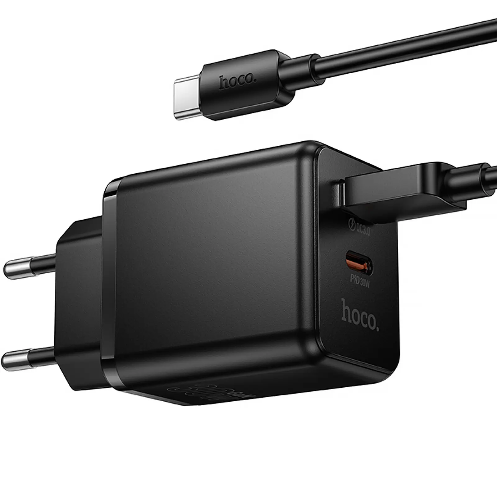 СЗУ Hoco C157A Smart PD30W+QC3.0 (1USB-A/1C) + кабель USB to Type-C, Black 5, купить оптом с доставкой