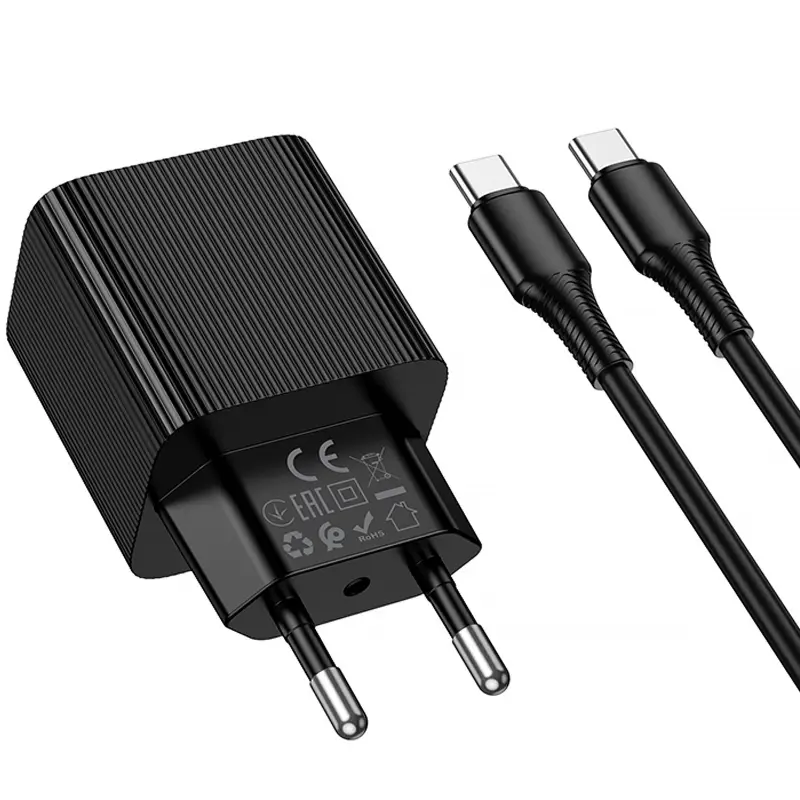 СЗУ Hoco CS83A Excellent with digital display PD20W+QC3.0 (1USB-A/1C) + кабель Type-C to Type-C, Black 5, купить оптом с доставкой
