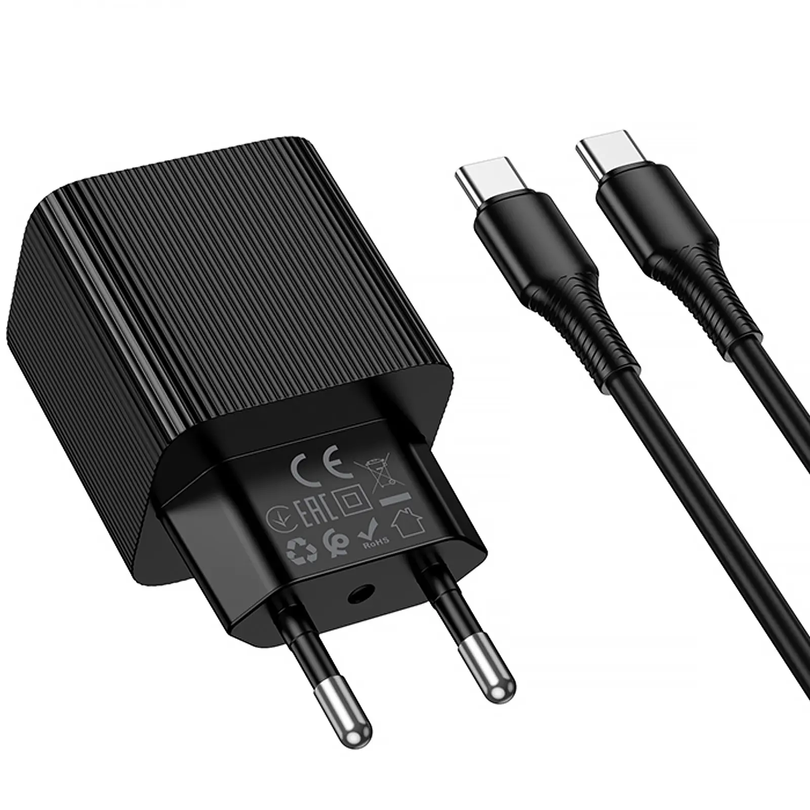 СЗУ Hoco CS83A Excellent with digital display PD20W+QC3.0 (1USB-A/1C) + кабель Type-C to Type-C, Black 5, купить оптом с доставкой