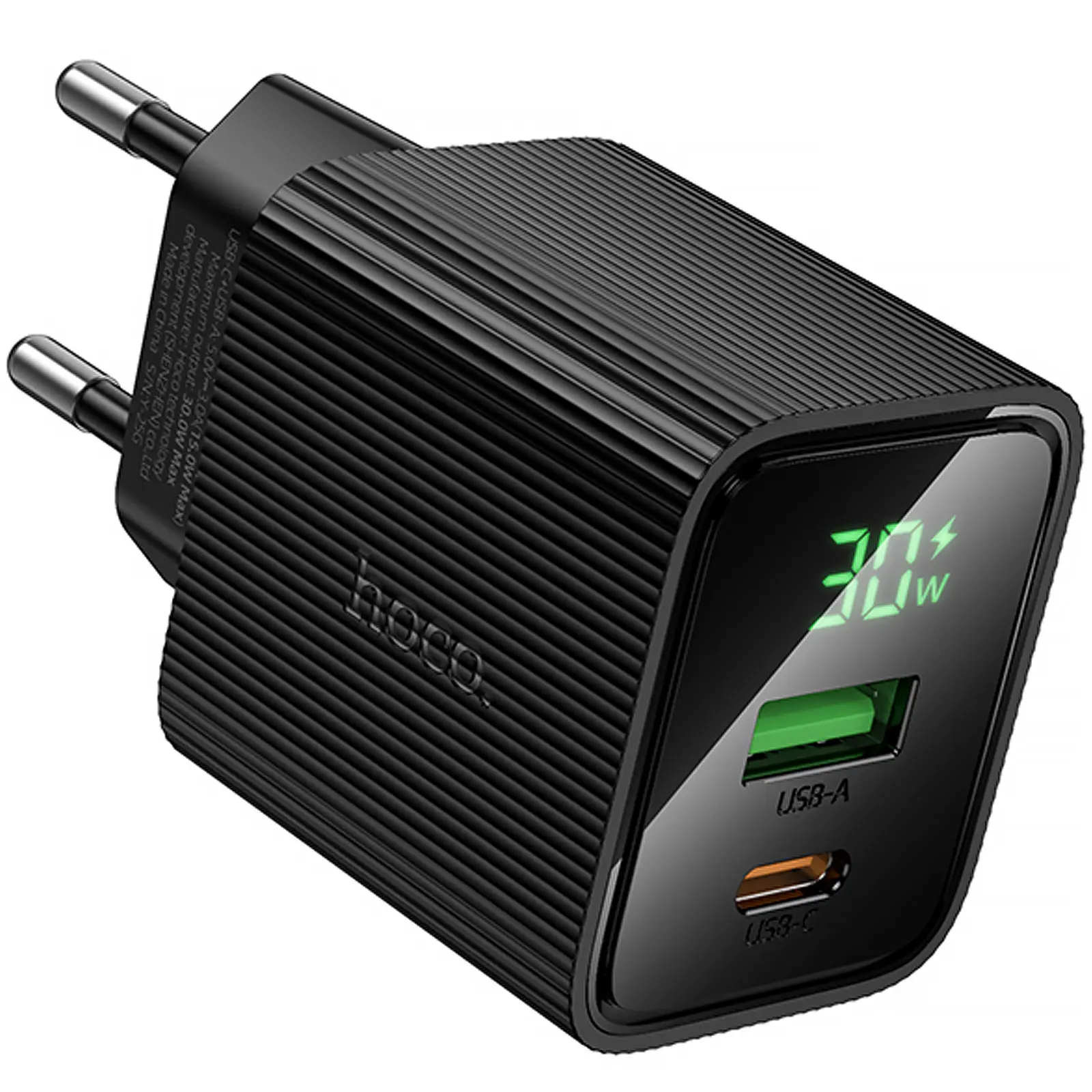 СЗУ Hoco CS84A Excellent with digital display PD30W+QC3.0 (1USB-A/1C), Black 2, купить оптом с доставкой