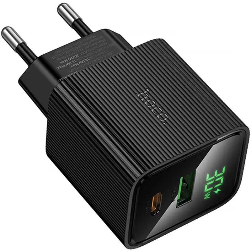 СЗУ Hoco CS84A Excellent with digital display PD30W+QC3.0 (1USB-A/1C), Black 4, купить оптом с доставкой