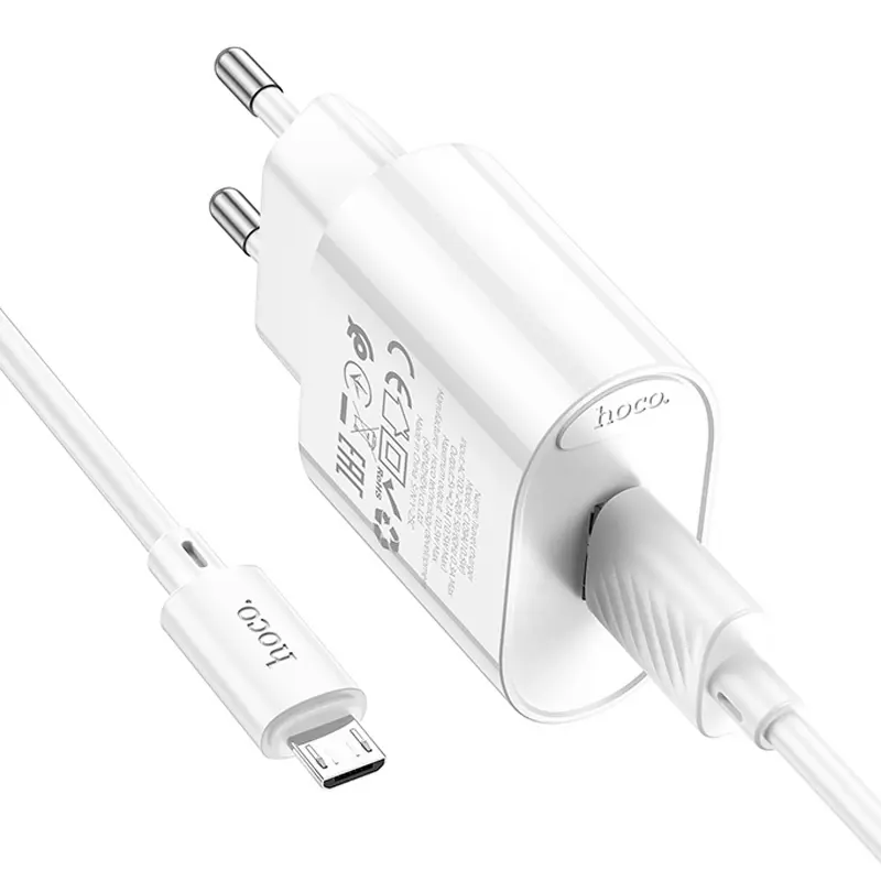 СЗУ Hoco C109A Fighter 10.5W (1USB-A) + кабель USB to MicroUSB, White 3, купить оптом с доставкой