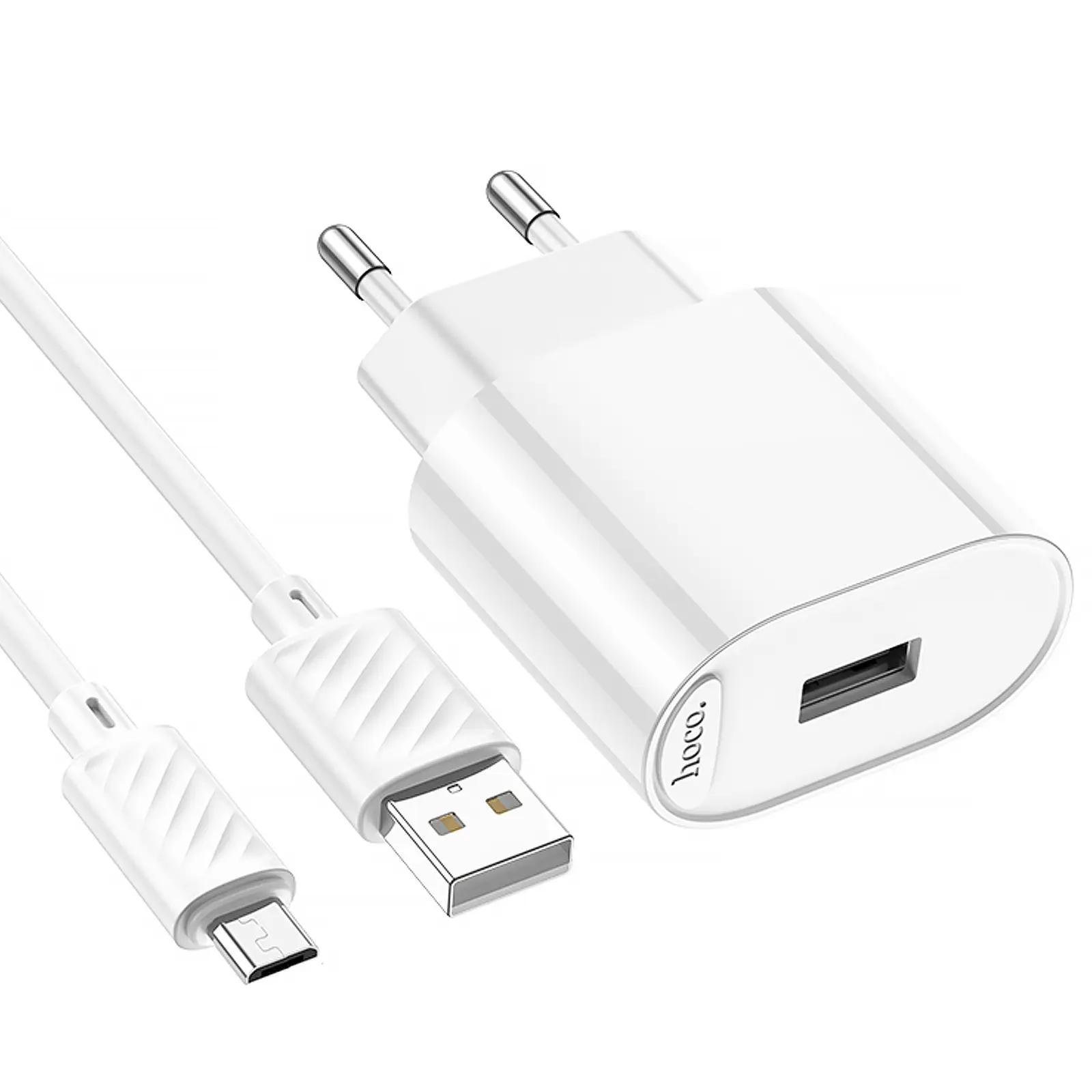 СЗУ Hoco C109A Fighter 10.5W (1USB-A) + кабель USB to MicroUSB, White 4, купить оптом с доставкой
