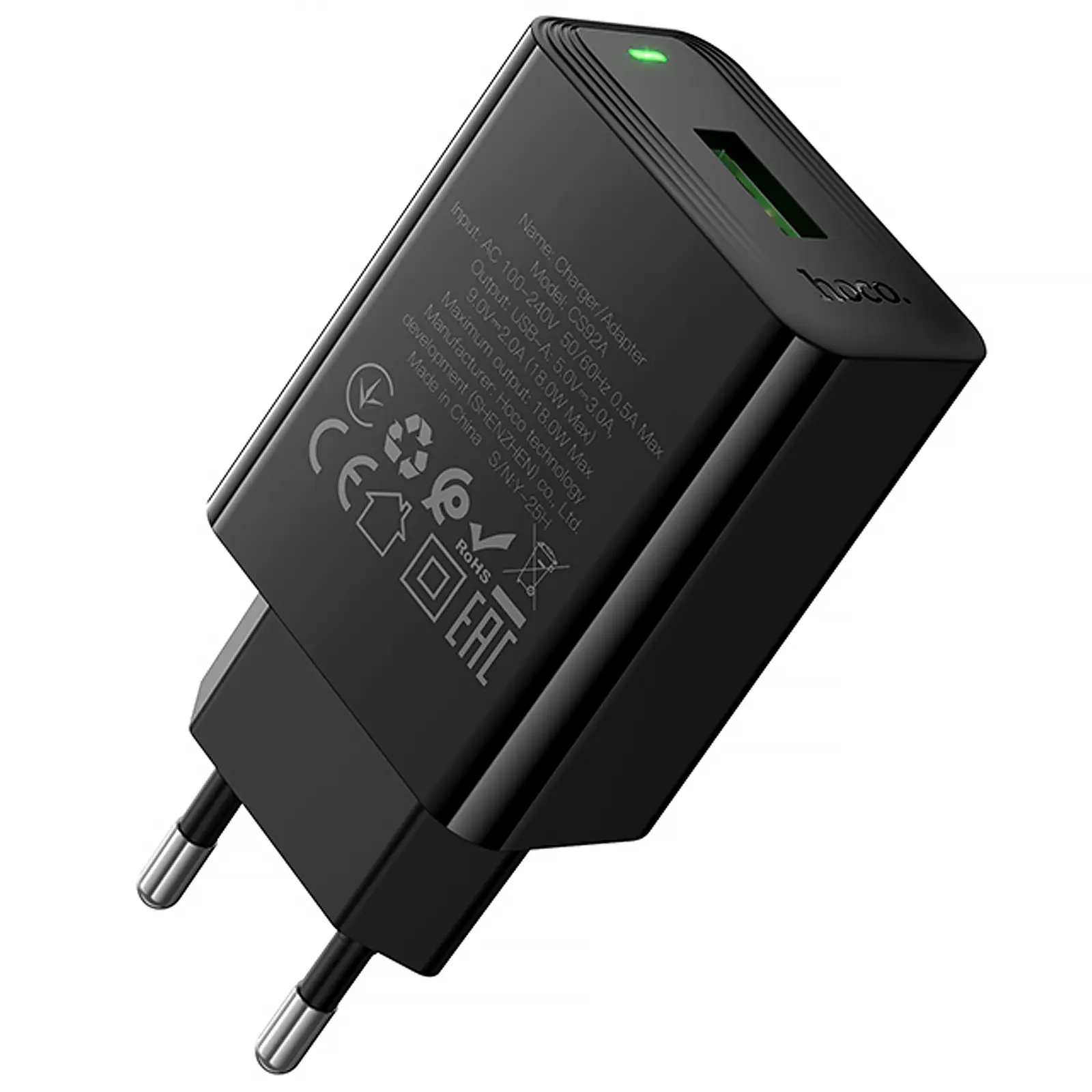 МЗП Hoco CS92A Leader 18W+QC3.0 (1USB-A), Black 3, купити оптом з доставкою