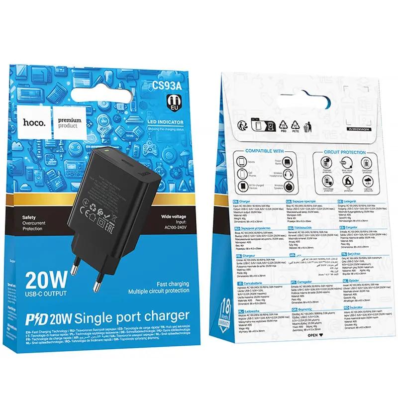 СЗУ Hoco CS93A Leader 20W (1USB-C), Black 1, купить оптом с доставкой