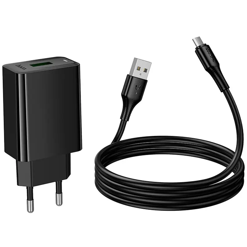 СЗУ Hoco CS92A Leader 18W+QC3.0 (1USB-A) + кабель USB to MicroUSB, Black 5, купить оптом с доставкой