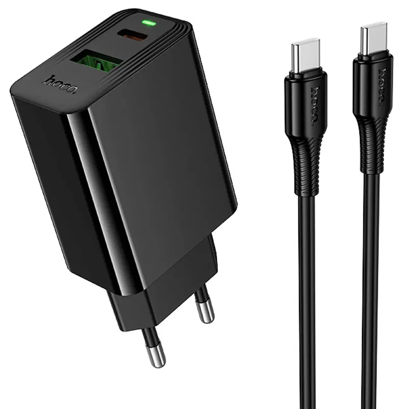 МЗП Hoco CS95A Leader PD30W+QC3.0 (1USB-A/1C) + кабель Type-C to Type-C, купити оптом з доставкою