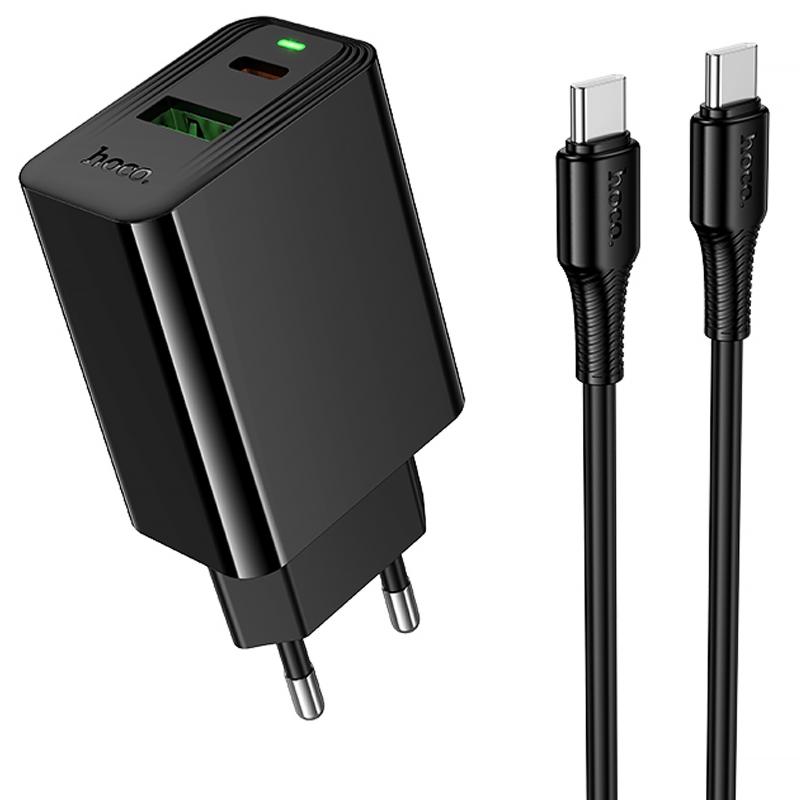 МЗП Hoco CS95A Leader PD30W+QC3.0 (1USB-A/1C) + кабель Type-C to Type-C на малюнкі №1