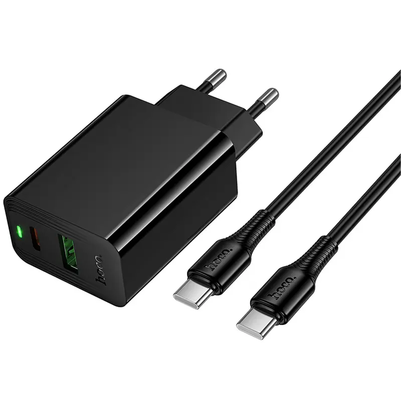 МЗП Hoco CS95A Leader PD30W+QC3.0 (1USB-A/1C) + кабель Type-C to Type-C, Black 2, купити оптом з доставкою