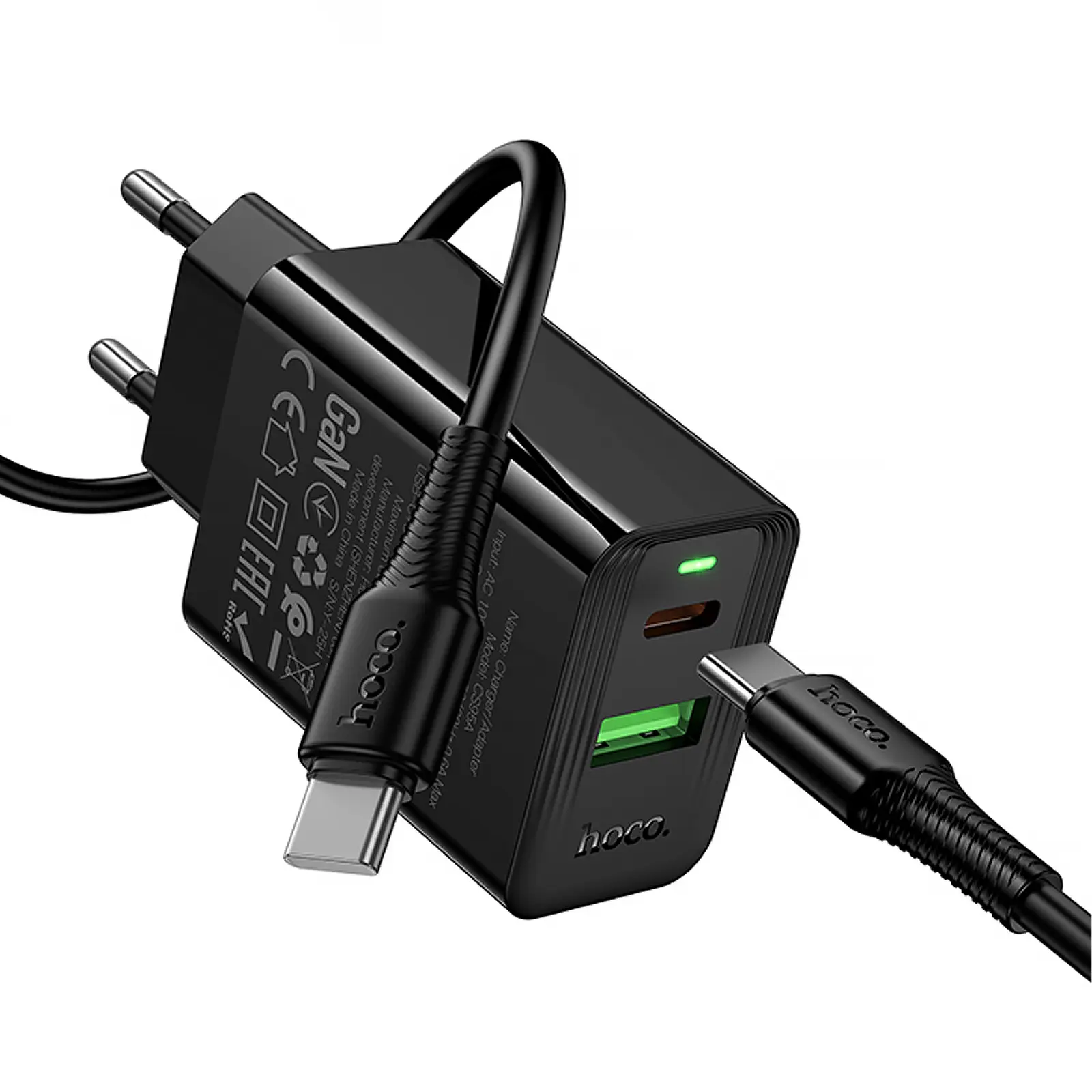 МЗП Hoco CS95A Leader PD30W+QC3.0 (1USB-A/1C) + кабель Type-C to Type-C, Black 4, купити оптом з доставкою