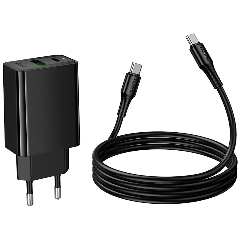 МЗП Hoco CS95A Leader PD30W+QC3.0 (1USB-A/1C) + кабель Type-C to Type-C, Black 6, купити оптом з доставкою