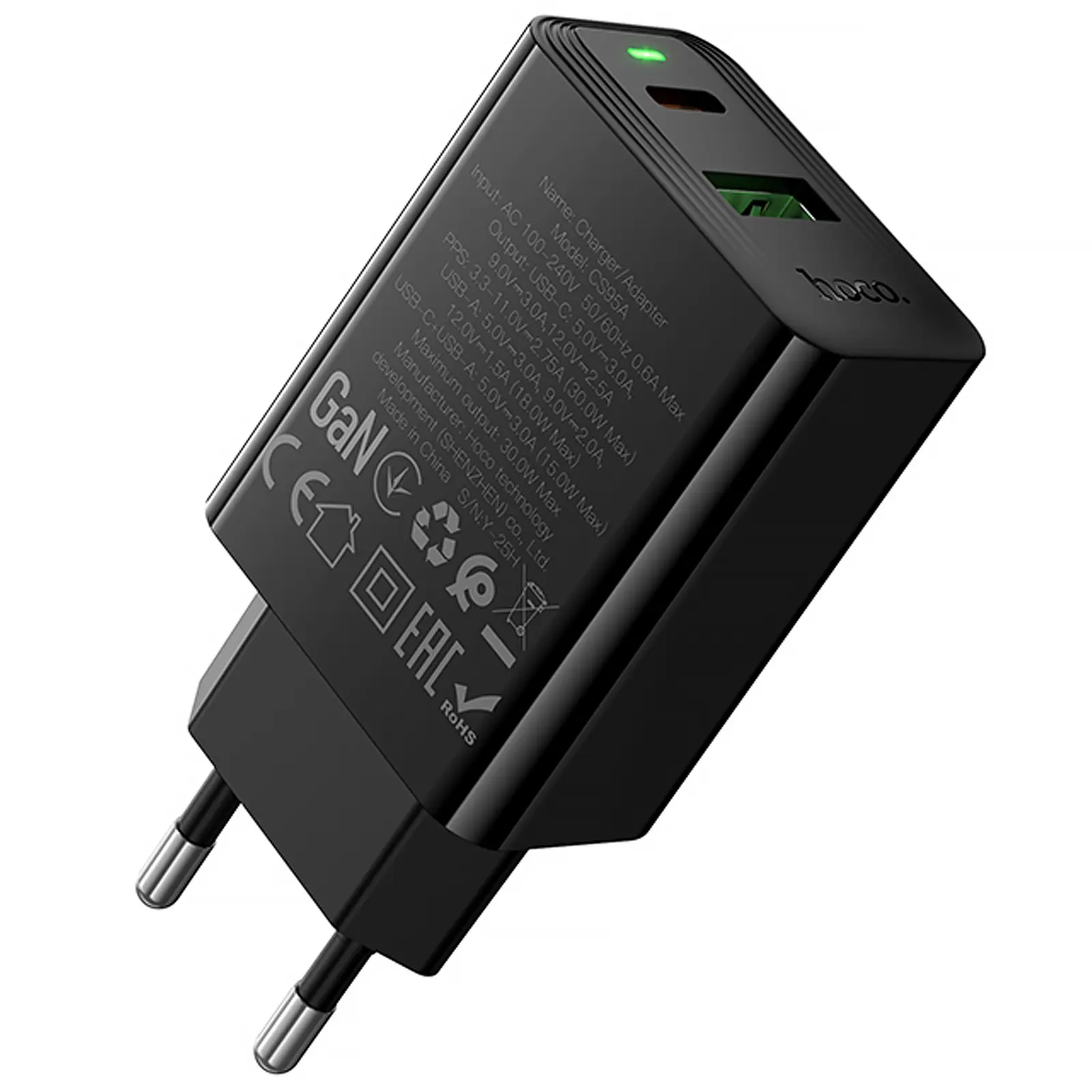 МЗП Hoco CS95A Leader PD30W+QC3.0 (1USB-A/1C), Black 3, купити оптом з доставкою