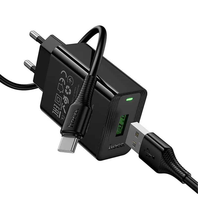 СЗУ Hoco CS92A Leader 18W+QC3.0 (1USB-A) + кабель USB to Type-C, Black 4, купить оптом с доставкой