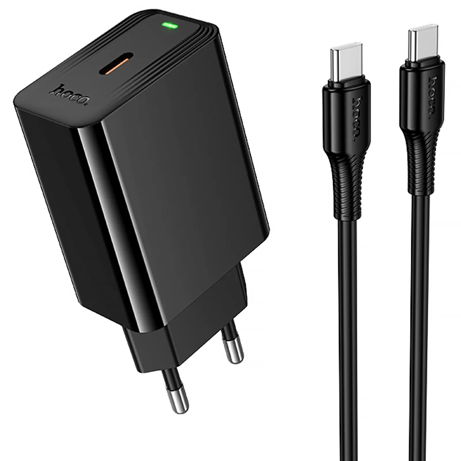 СЗУ Hoco CS93A Leader PD20W (1USB-C) + кабель Type-C to Type-C, Black, купить оптом с доставкой