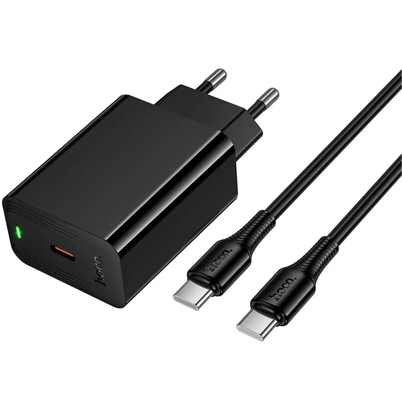 СЗУ Hoco CS93A Leader PD20W (1USB-C) + кабель Type-C to Type-C, Black 2, купить оптом с доставкой