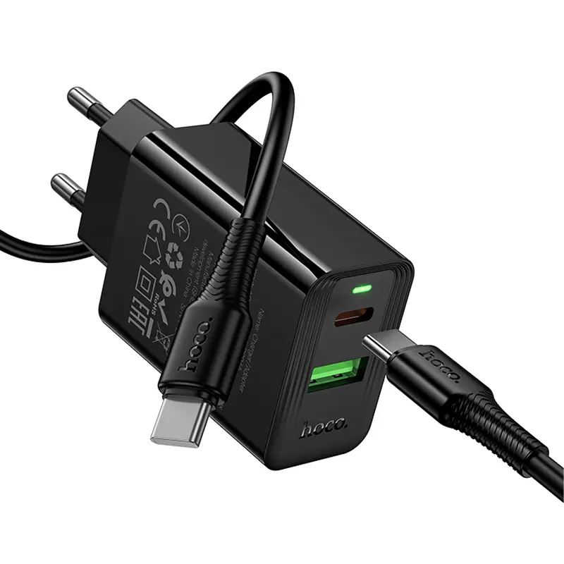 СЗУ Hoco CS94A Leader PD20W+QC3.0 (1USB-A/1C) + кабель Type-C to Type-C, Black 3, купить оптом с доставкой