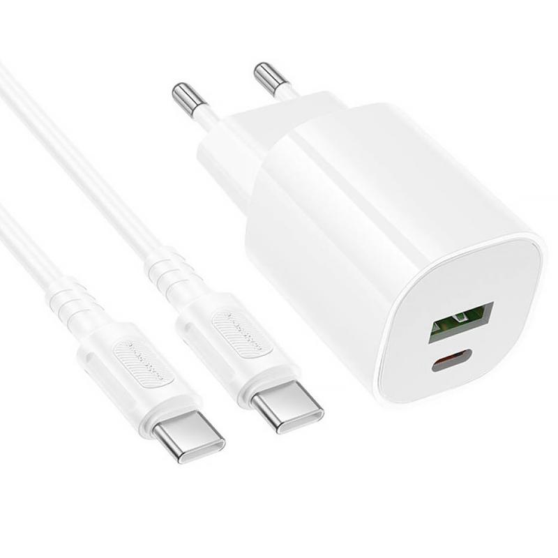 МЗП Borofone BA104A Pudding PD20W+QC3.0 (1USB-A/1C) + кабель Type-C to Type-C на малюнкі №4