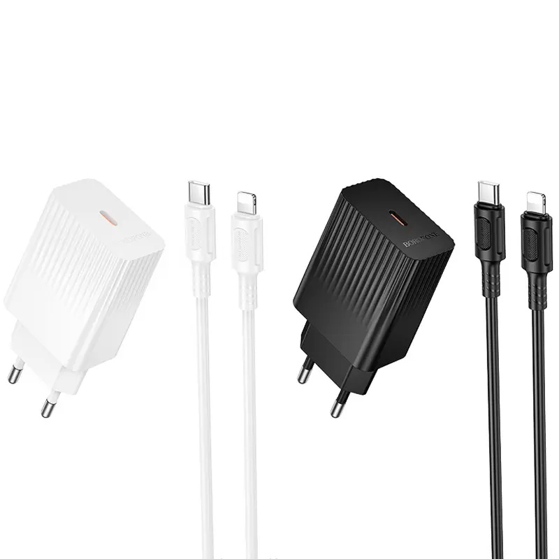 СЗУ Borofone BAS75A Source PD30W (1USB-C) + кабель Type-C to Lightning, купить оптом с доставкой