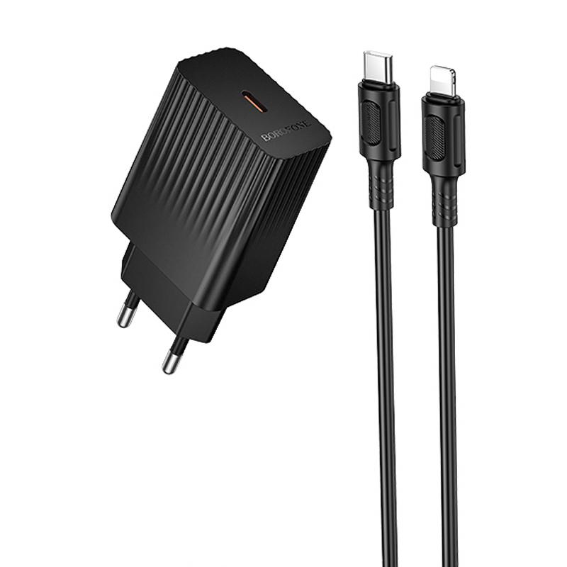 МЗП Borofone BAS75A Source PD30W (1USB-C) + кабель Type-C to Lightning на малюнкі №1