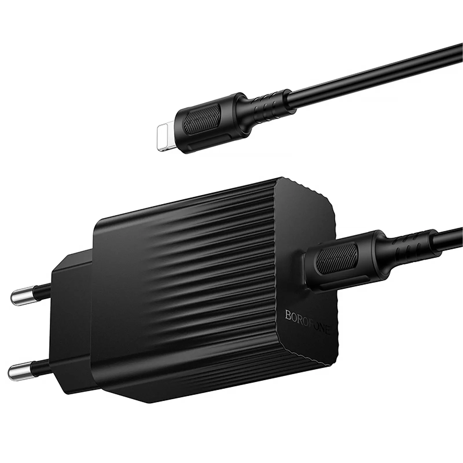 СЗУ Borofone BAS75A Source PD30W (1USB-C) + кабель Type-C to Lightning, Black 3, купить оптом с доставкой
