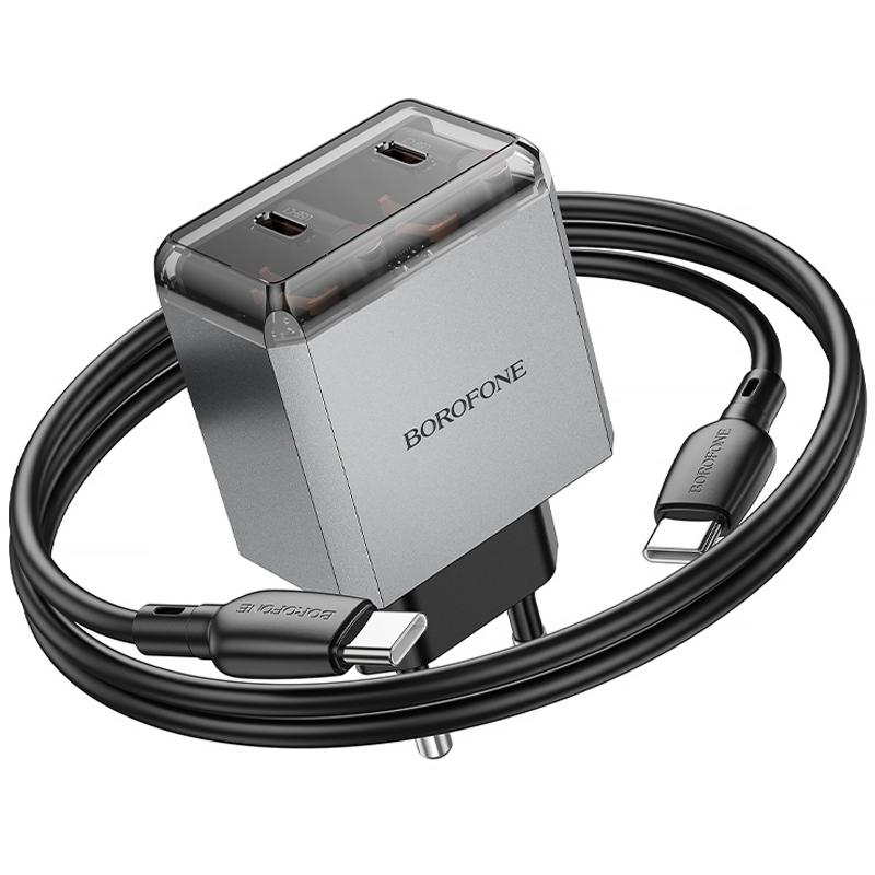 СЗУ Borofone BN21 Lena PD40W+QC3.0 (2USB-C) + кабель Type-C to Type-C на картинке №6