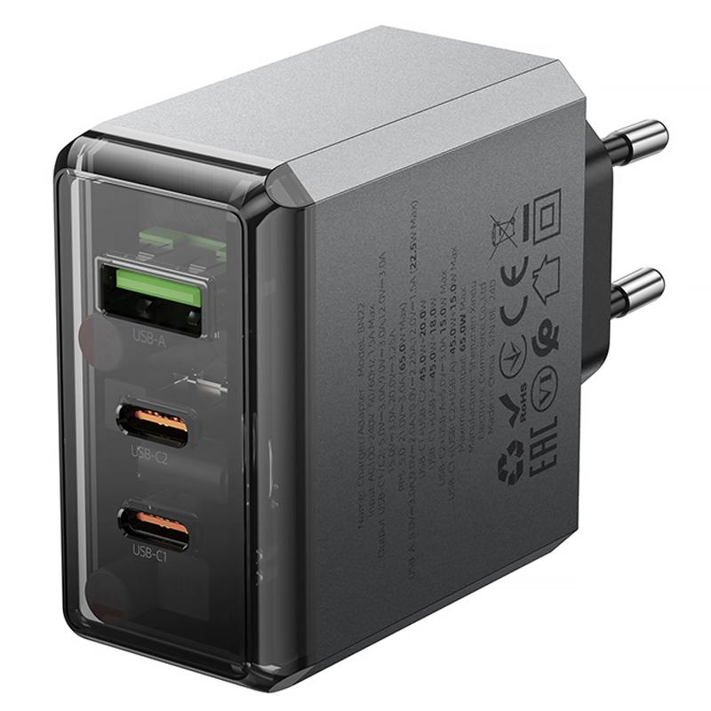 МЗП Borofone BN22 Lena PD65W (1USB-A/2C) на малюнкі №3