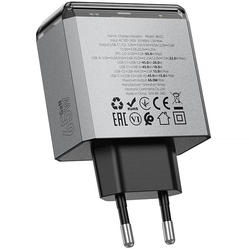 МЗП Borofone BN22 Lena PD65W (1USB-A/2C) на малюнкі №5