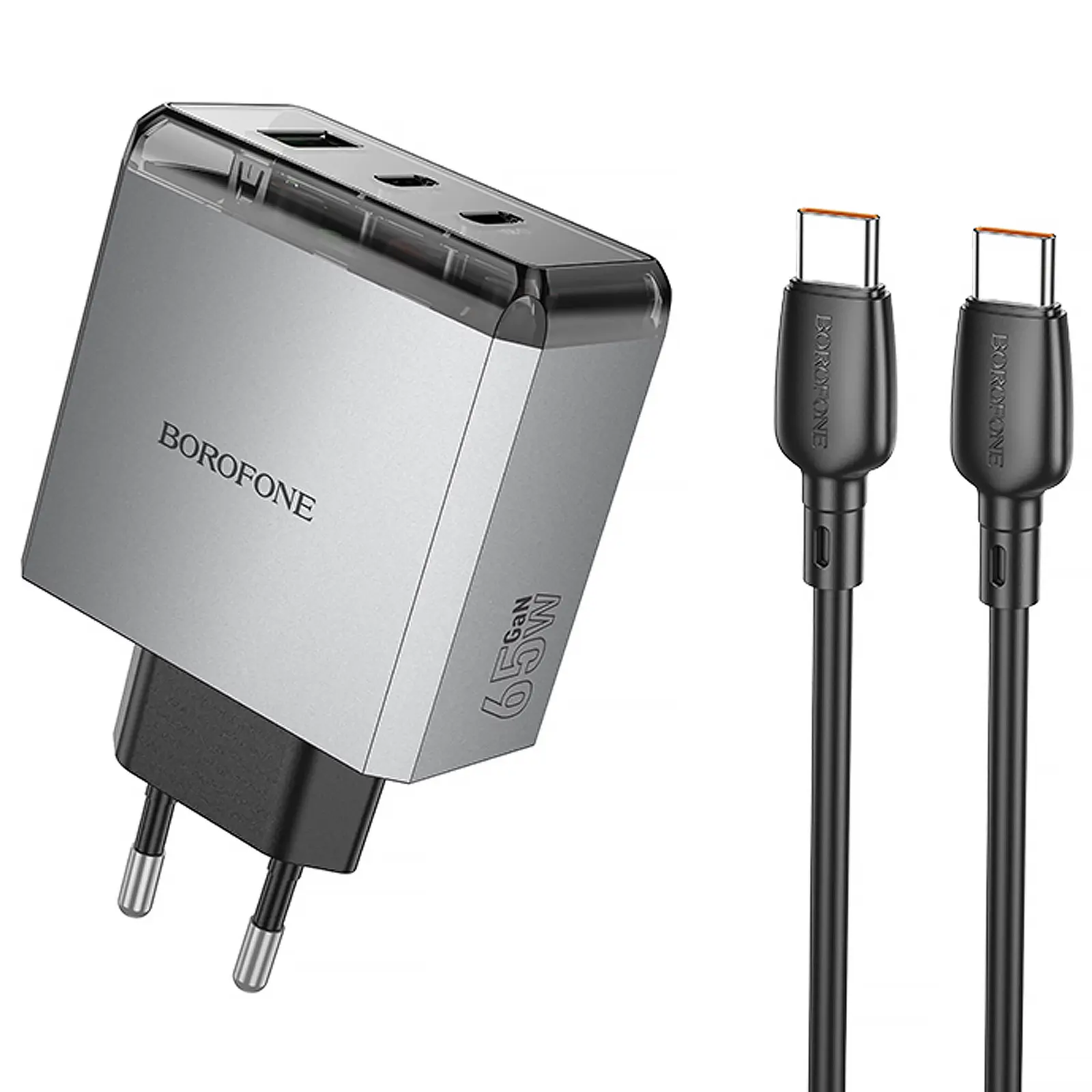 СЗУ Borofone BN22 Lena PD65W (1USB-A/2C) + кабель Type-C to Type-C, купить оптом с доставкой