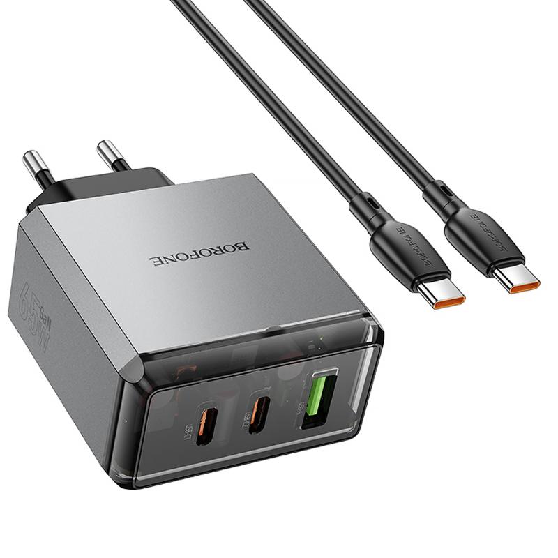 МЗП Borofone BN22 Lena PD65W (1USB-A/2C) + кабель Type-C to Type-C на малюнкі №5