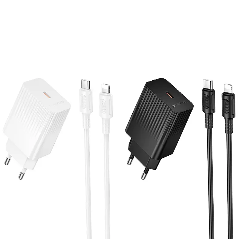СЗУ Borofone BAS73A Source PD20W (1USB-C) + кабель Type-C to Lightning, купить оптом с доставкой
