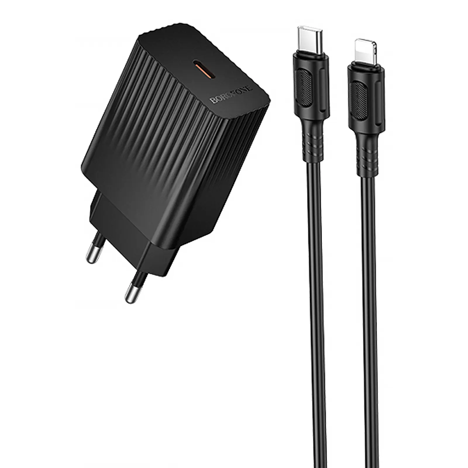 СЗУ Borofone BAS73A Source PD20W (1USB-C) + кабель Type-C to Lightning, Black, купить оптом с доставкой