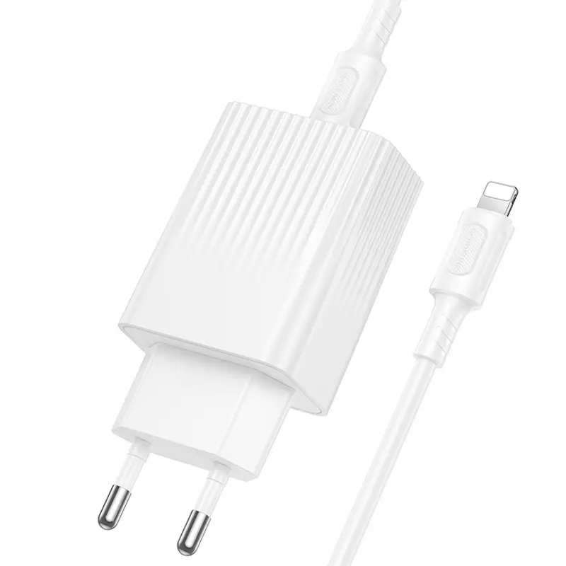 СЗУ Borofone BAS73A Source PD20W (1USB-C) + кабель Type-C to Lightning, White 2, купить оптом с доставкой