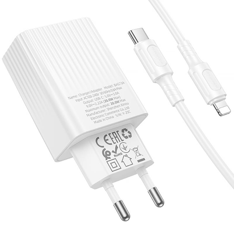 МЗП Borofone BAS73A Source PD20W (1USB-C) + кабель Type-C to Lightning на малюнкі №4