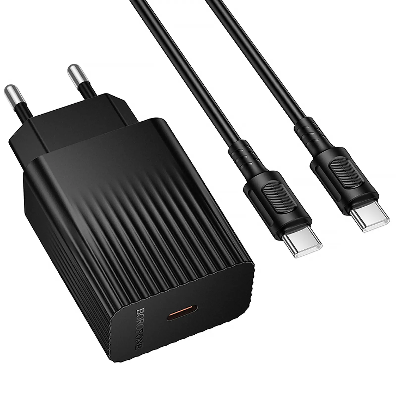 СЗУ Borofone BAS73A Source PD20W (1USB-C) + кабель Type-C to Type-C, Black 1, купить оптом с доставкой