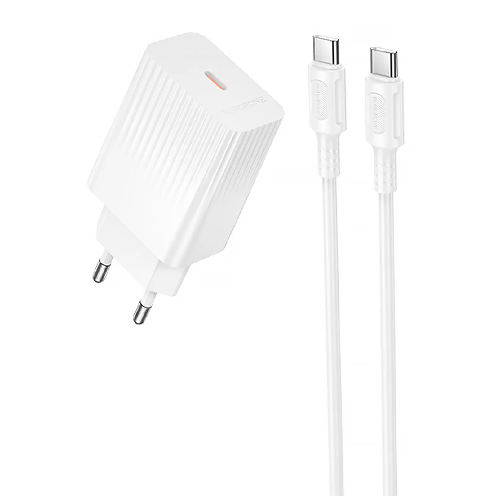 СЗУ Borofone BAS73A Source PD20W (1USB-C) + кабель Type-C to Type-C, White, купить оптом с доставкой