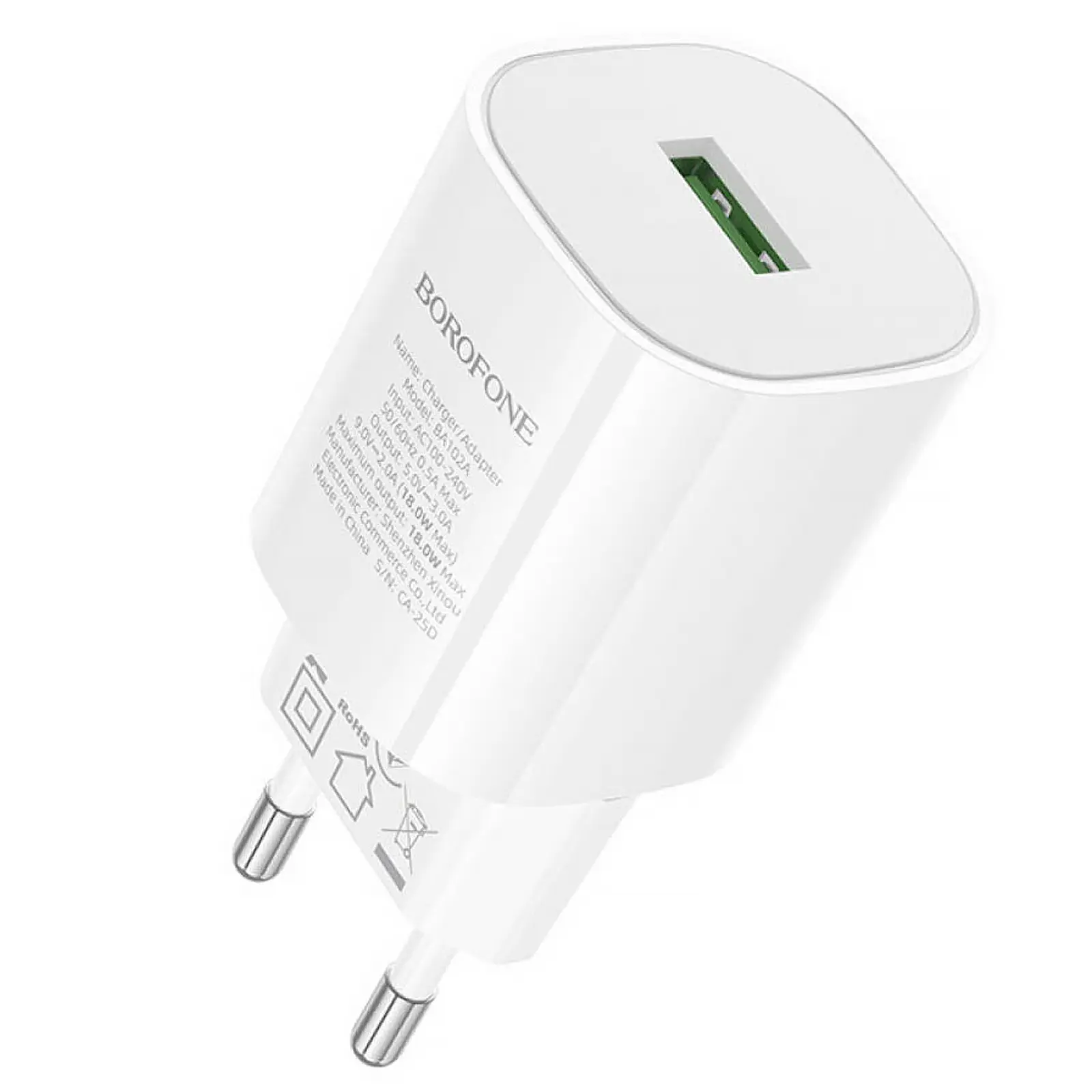 МЗП Borofone BA102A Pudding QC3.0 (1USB-A), White 1, купити оптом з доставкою