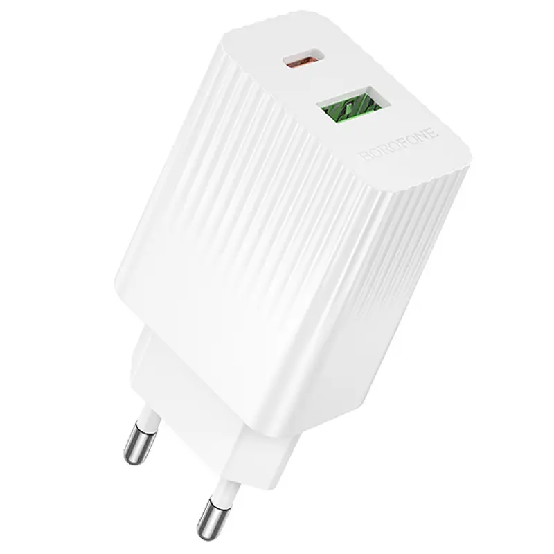 МЗП Borofone BAS76A Source PD30W+QC3.0 (1USB-A/1C), White, купити оптом з доставкою