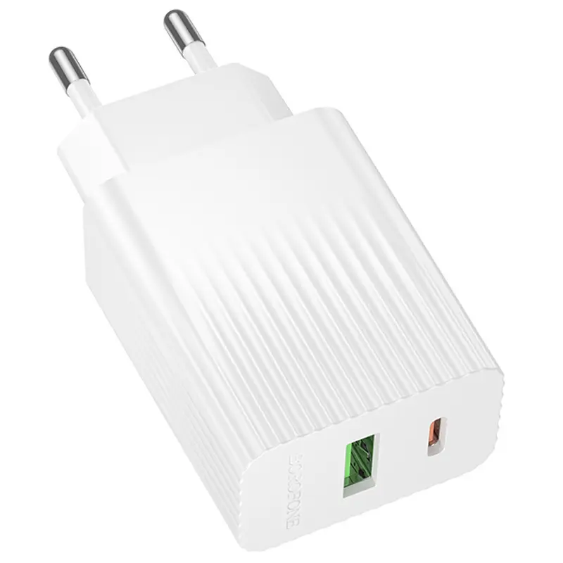 МЗП Borofone BAS76A Source PD30W+QC3.0 (1USB-A/1C), White 2, купити оптом з доставкою