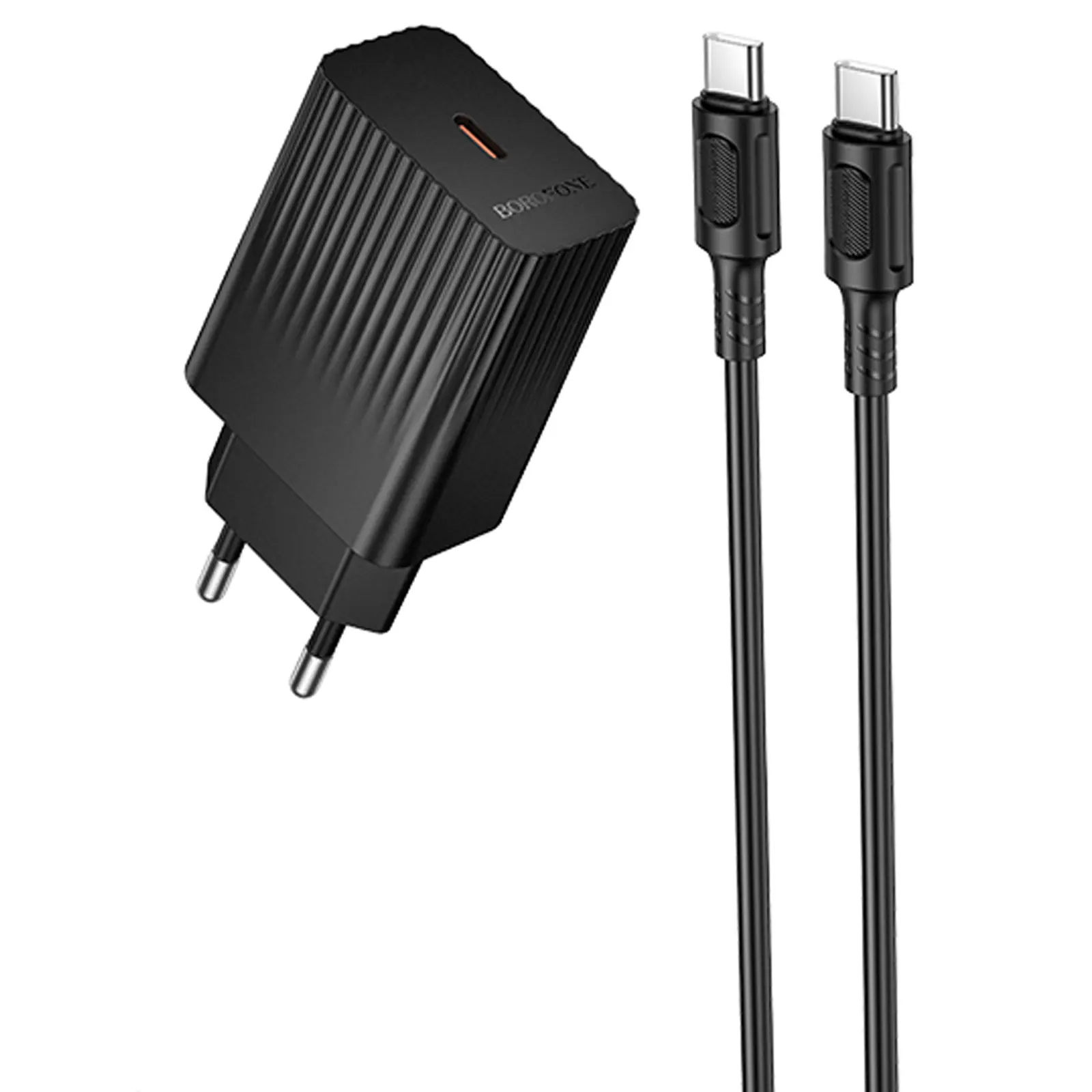 СЗУ Borofone BAS75A Source PD30W (1USB-C) + кабель Type-C to Type-C, Black, купить оптом с доставкой