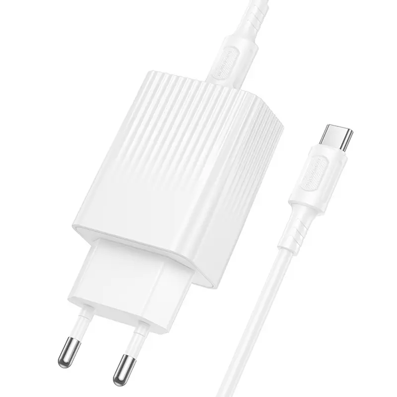 СЗУ Borofone BAS75A Source PD30W (1USB-C) + кабель Type-C to Type-C, White 3, купить оптом с доставкой