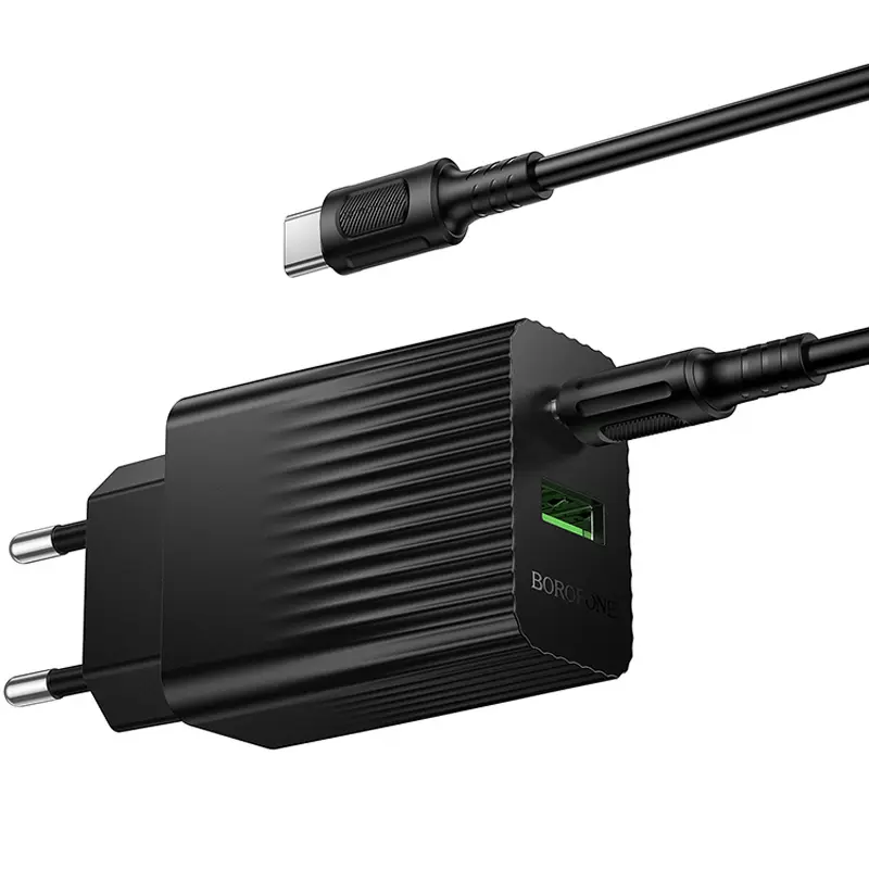 СЗУ Borofone BAS76A Source PD30W+QC3.0 (1USB-A/1C) + кабель Type-C to Type-C, Black 3, купить оптом с доставкой