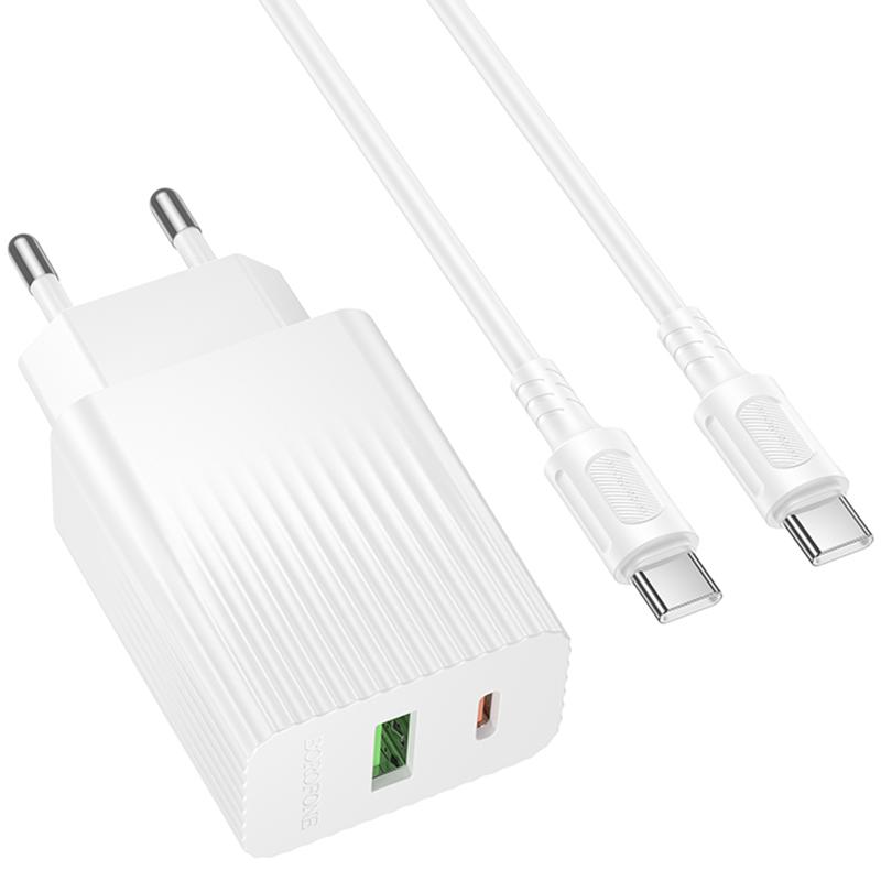 МЗП Borofone BAS76A Source PD30W+QC3.0 (1USB-A/1C) + кабель Type-C to Type-C на малюнкі №2