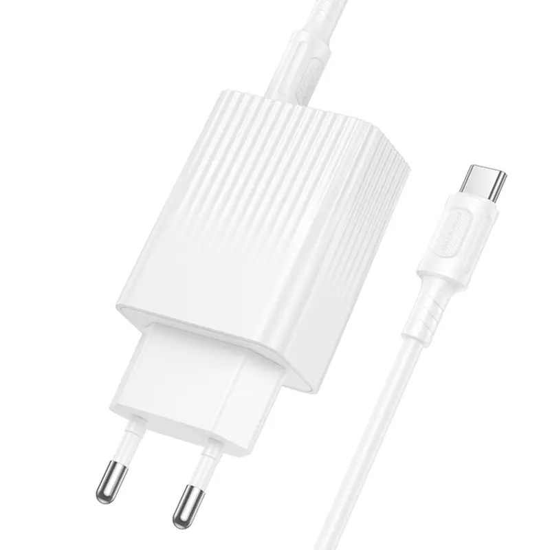 СЗУ Borofone BAS76A Source PD30W+QC3.0 (1USB-A/1C) + кабель Type-C to Type-C, White 3, купить оптом с доставкой